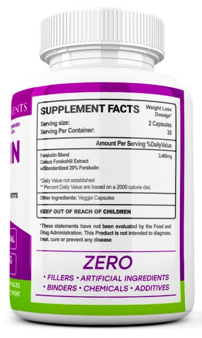 Pure Forskolin Extract - 3400mg Ingredients